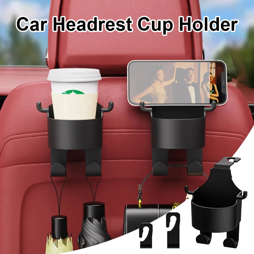 Car Seat Headrest Cup Holder with Hook