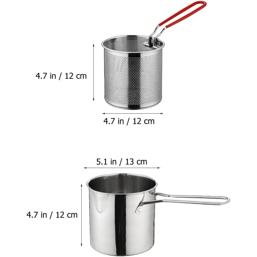 Stainless Steel Deep Fryer Pot with Strainer