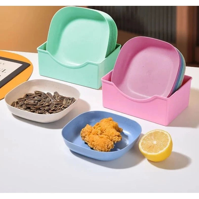 10pcs/Set Wheat Straw Square Plate