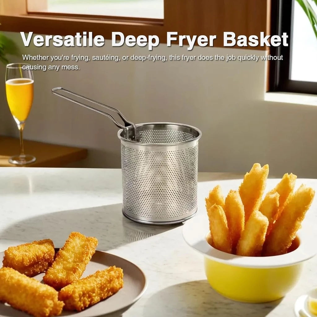 Stainless Steel Deep Fryer Pot with Strainer