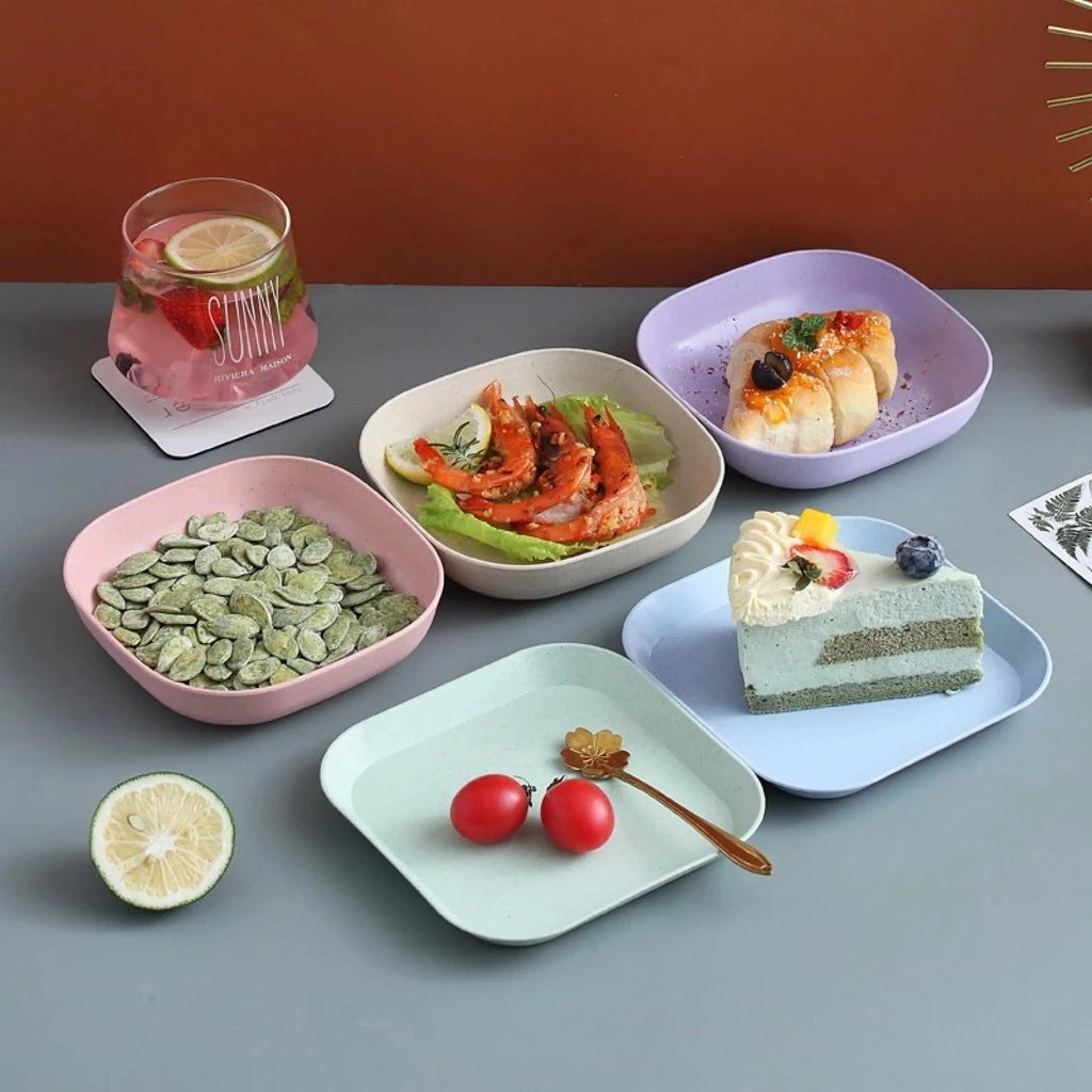 10pcs/Set Wheat Straw Square Plate