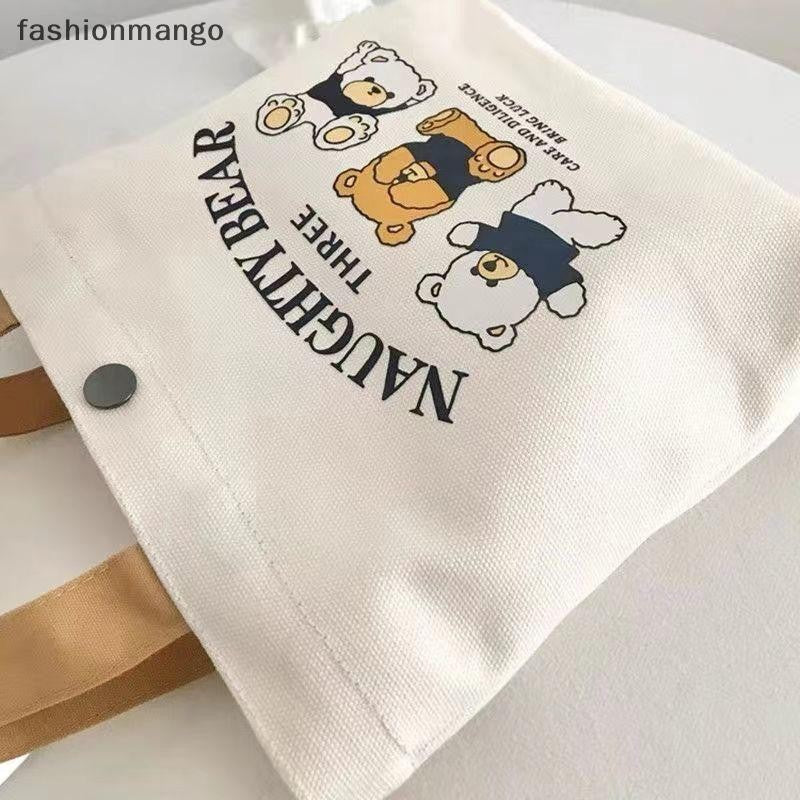 Charming Bear Design Canvas Tote Bag