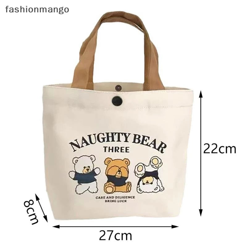 Charming Bear Design Canvas Tote Bag
