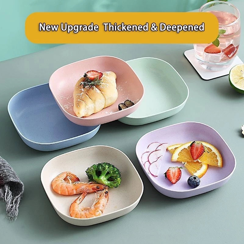 10pcs/Set Wheat Straw Square Plate