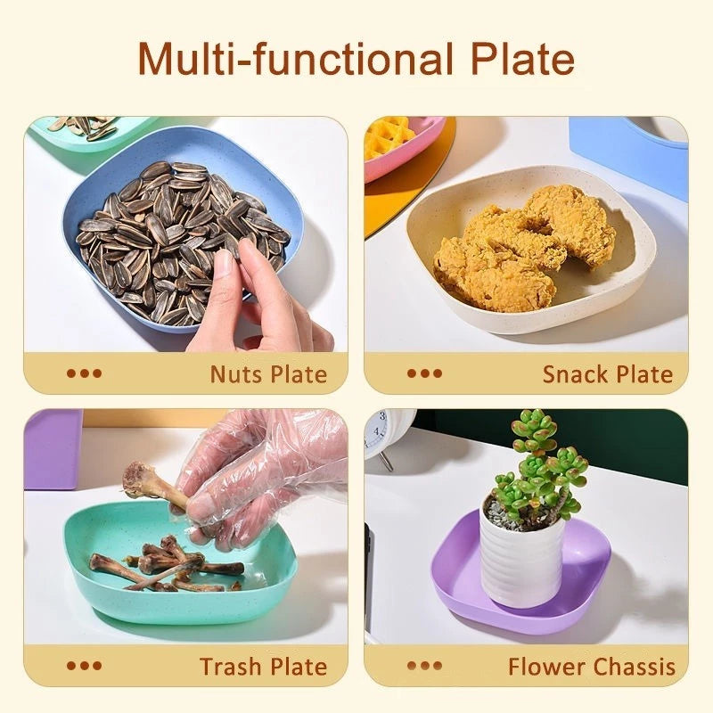 10pcs/Set Wheat Straw Square Plate