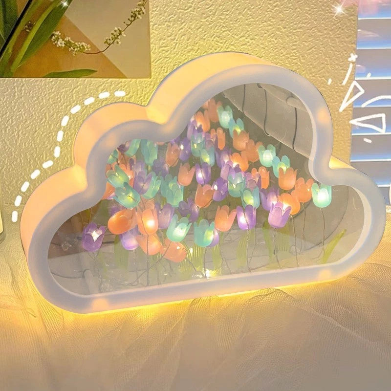 DIY Tulip Cloud LED Mirror Lamp