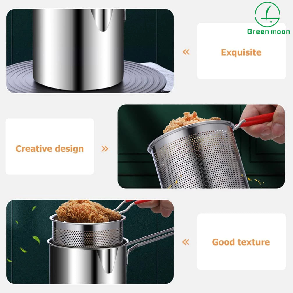 Stainless Steel Deep Fryer Pot with Strainer