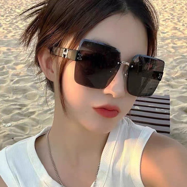Korean NEW Rimless Two Color Gradient Square Women's Sunglasses