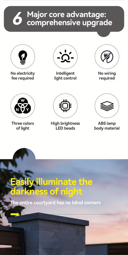 Solar-Powered Wall Lamp with Tri-Color Dimming