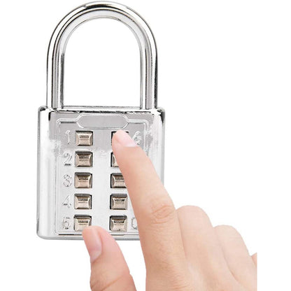 10-Digit Button Combination Padlock