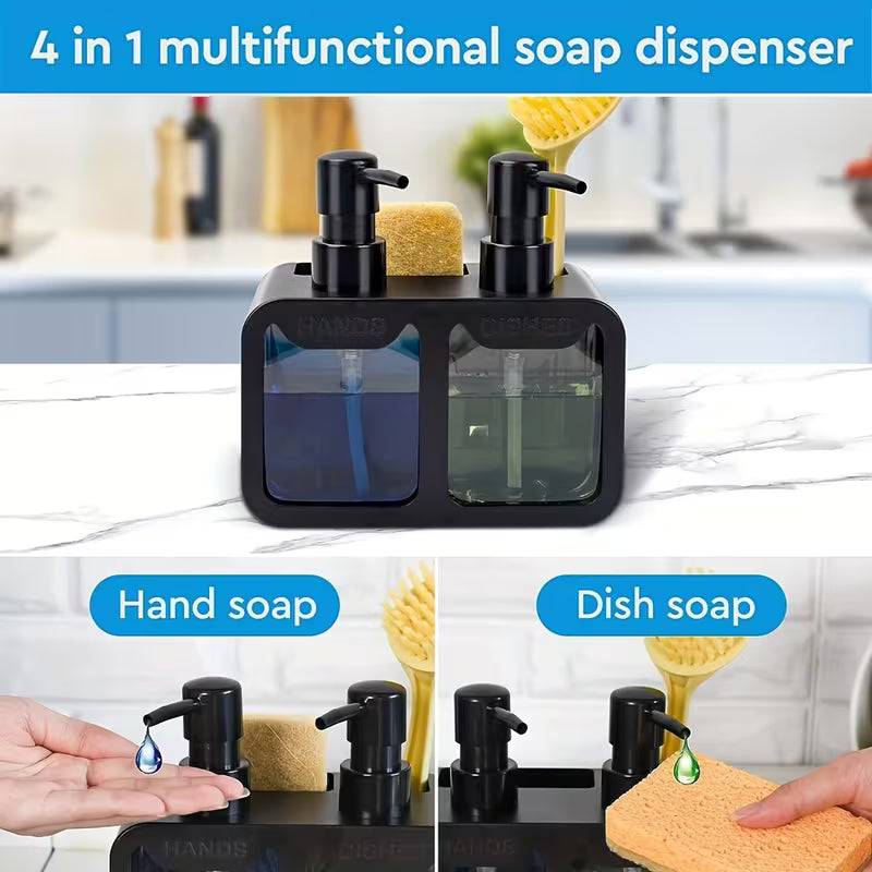 Dual Soap Dispenser with Sponge and Brush Holder