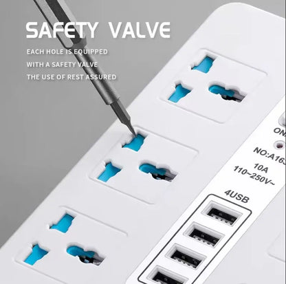 Multifunction Power Extension Cord with 6 Universal Socket and 5 USB Outlets
