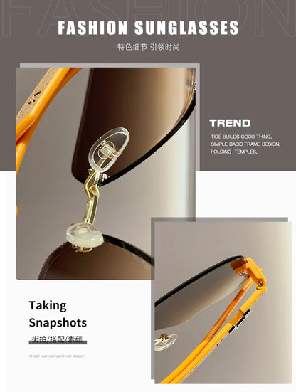 Korean NEW Rimless Two Color Gradient Square Women's Sunglasses