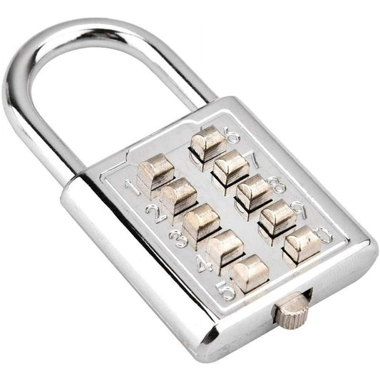 10-Digit Button Combination Padlock