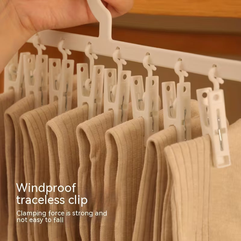 Space-Saving Multi-Clip Sock & Underwear Drying Hanger