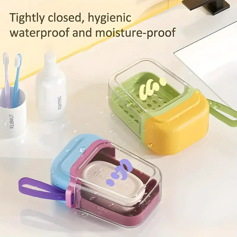 New Cute Travel Soap Case with Drain Tray & Lid