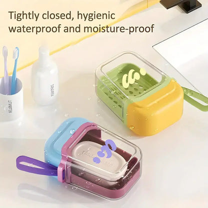 New Cute Travel Soap Case with Drain Tray & Lid