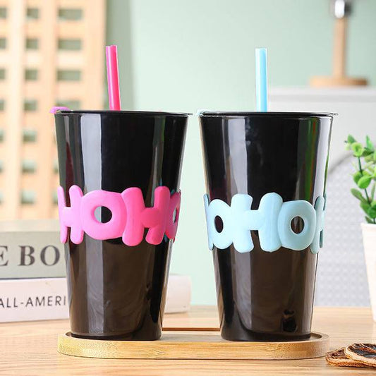 Creative Glass Straw Cup – 450ml Leakproof Tumbler