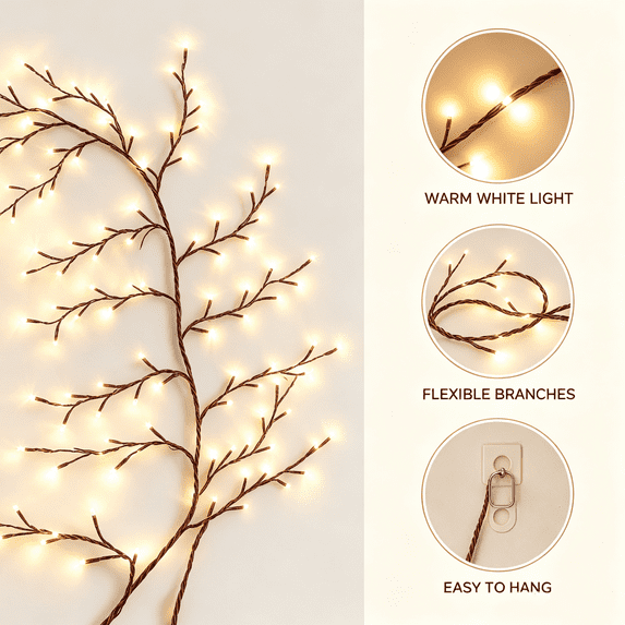 Flexible LED Willow Vine Lights with Remote