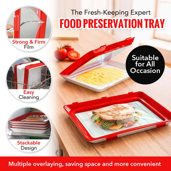 Stackable Food Preservation Tray with Elastic Lid