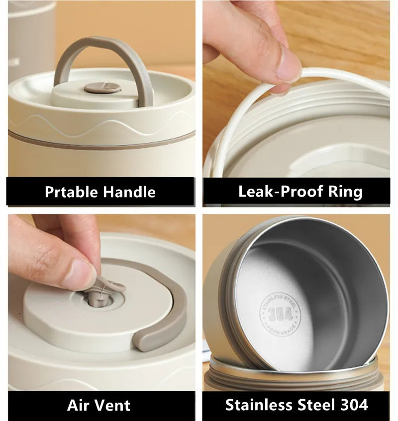 3 Layer Portable Stainless Steel  Thermal Lunch Box with Bag