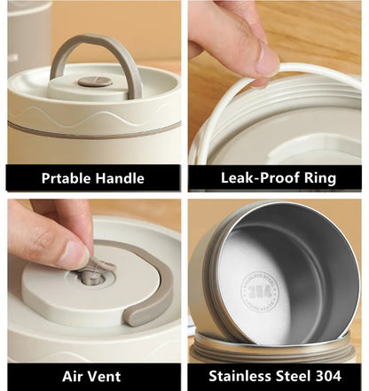 3 Layer Portable Stainless Steel  Thermal Lunch Box with Bag