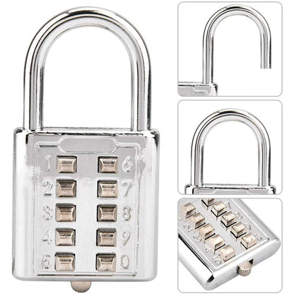 10-Digit Button Combination Padlock