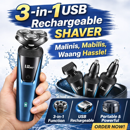 3 In 1 USB Rechargeable Shaver For Men
