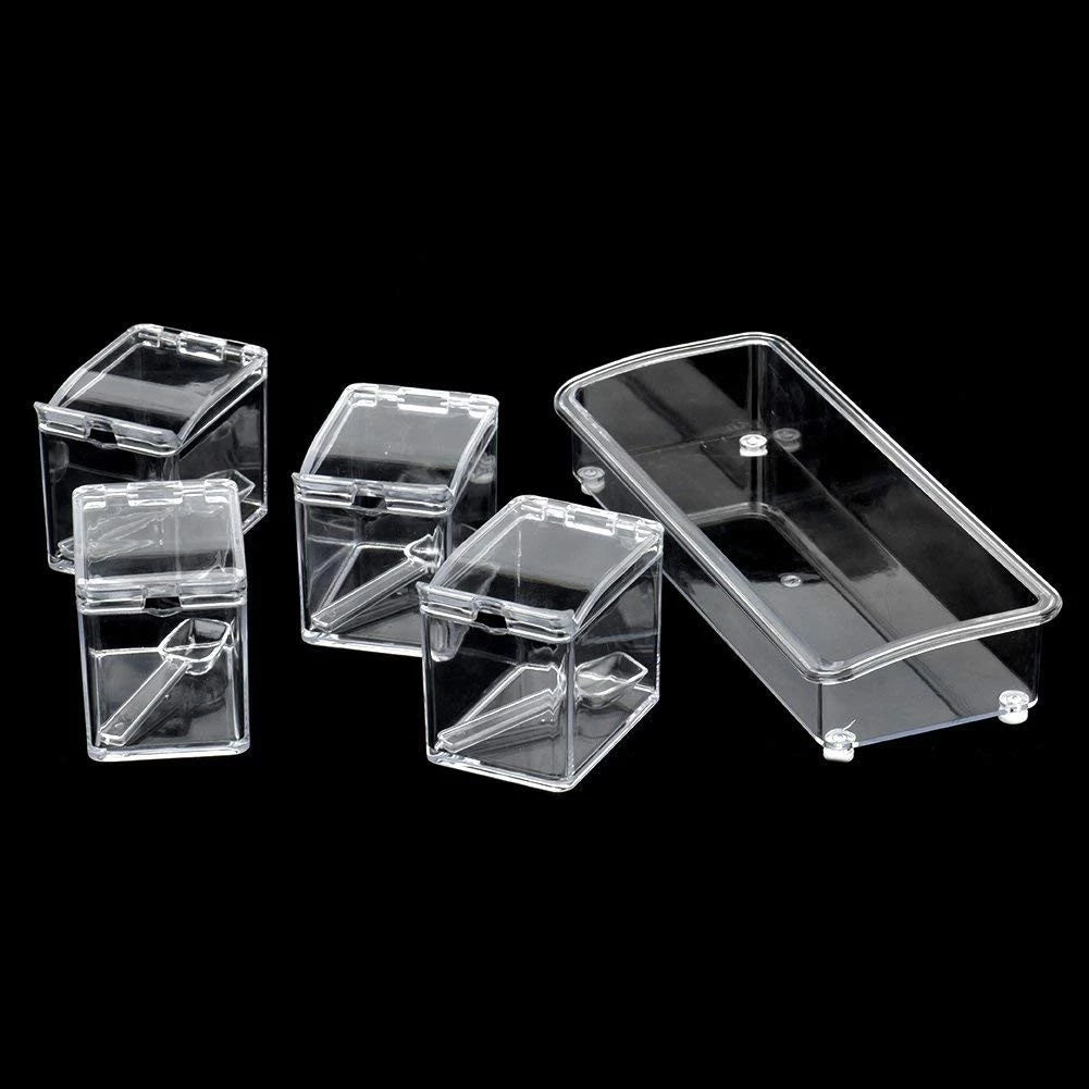 Clear Acrylic 4-Compartment Spice & Condiment Organizer with Spoons