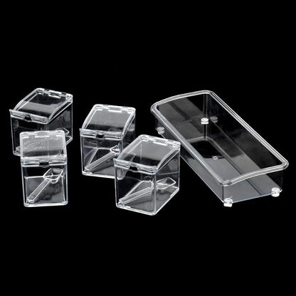 Clear Acrylic 4-Compartment Spice & Condiment Organizer with Spoons
