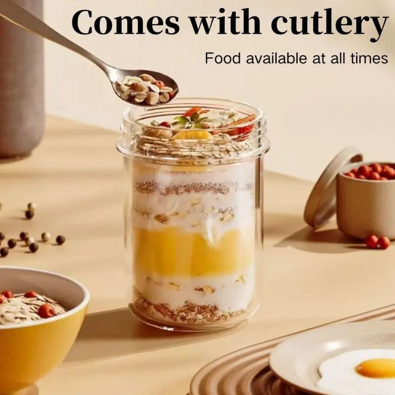 Overnight Oats Jar (with Spoon & Handle)