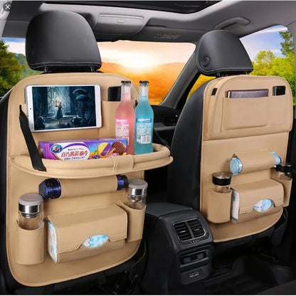 Car Back Seat Multi-Pocket Folding Storage Bag Organizer with Folding Table