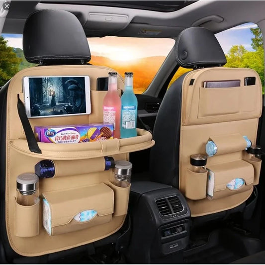 Car Back Seat Multi-Pocket Folding Storage Bag Organizer with Folding Table