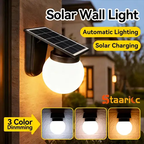 Solar-Powered Wall Lamp with Tri-Color Dimming