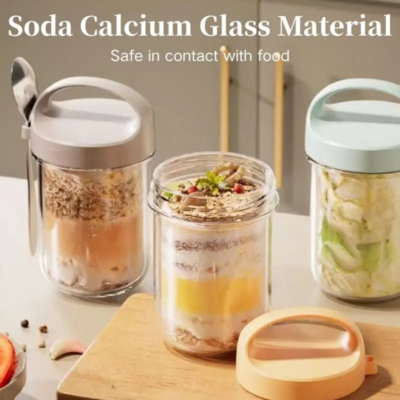 Overnight Oats Jar (with Spoon & Handle)