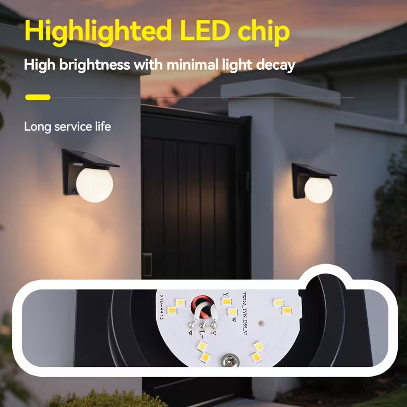 Solar-Powered Wall Lamp with Tri-Color Dimming