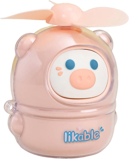 Usb Rechargeable Mini Cartoon Fan with Soft Blade