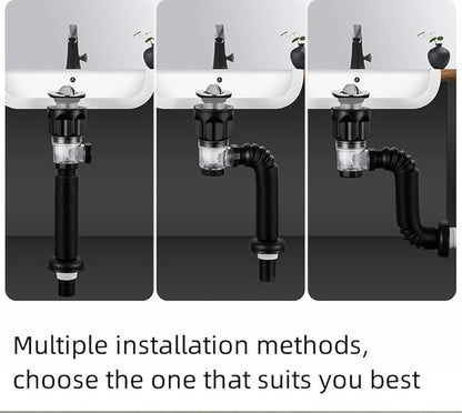 Bathroom Sink Drain Kit with Flexible Expandable P-Trap