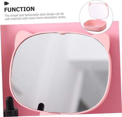 Cute Cat Design Compact Mirror with Storage Compartment