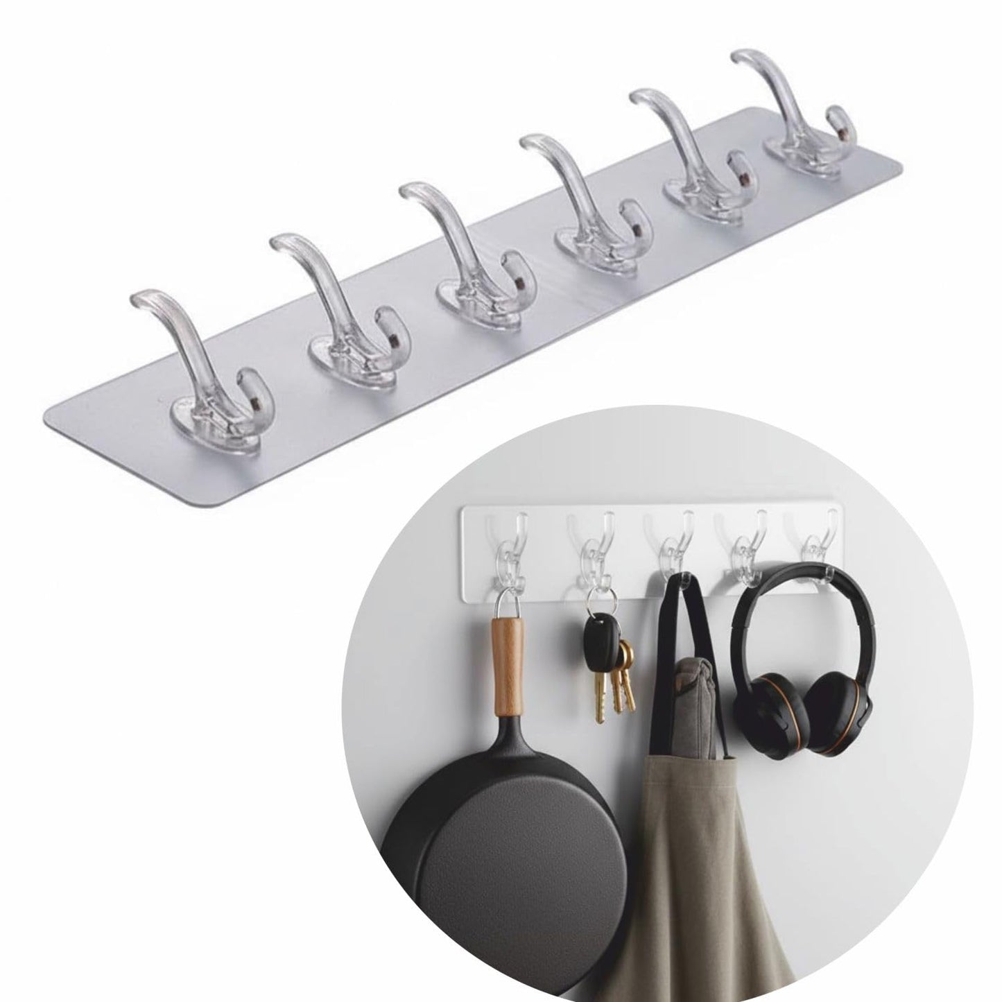 6-in-1 Self Adhesive Wall Hooks