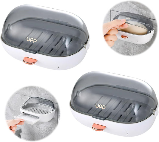 No-Hole Wall-Mounted Flip-Top Soap Dish