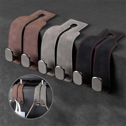 2-in-1 Suede Car Seat Headrest Hooks