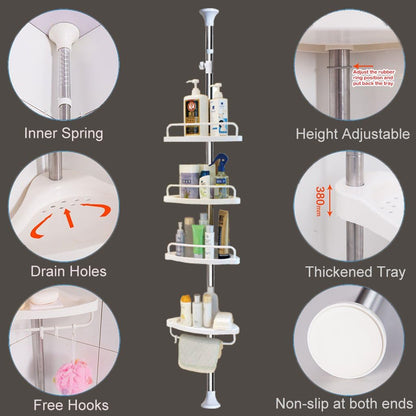 Adjustable 4-Tier Telescopic Bathroom Corner Shelf
