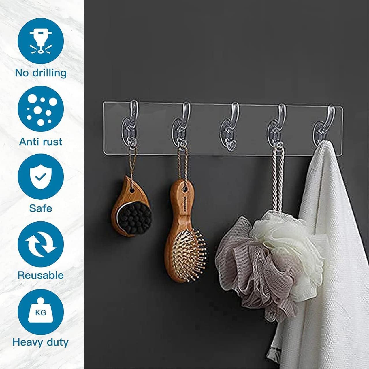 6-in-1 Self Adhesive Wall Hooks
