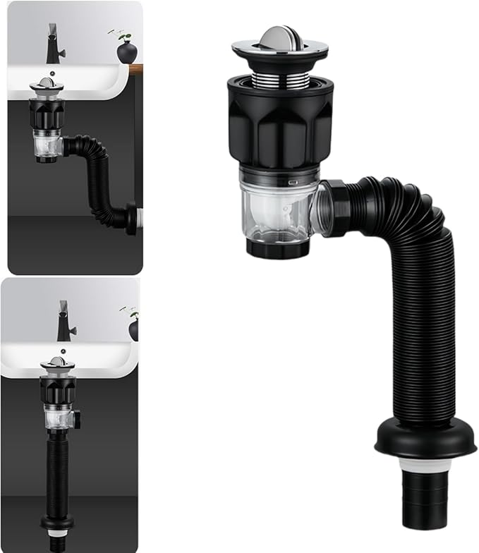 Bathroom Sink Drain Kit with Flexible Expandable P-Trap