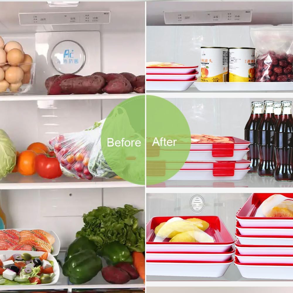 Stackable Food Preservation Tray with Elastic Lid