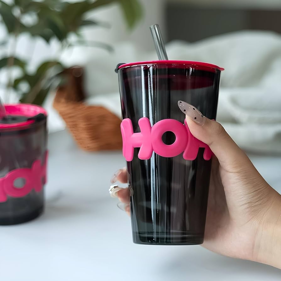Creative Glass Straw Cup – 450ml Leakproof Tumbler