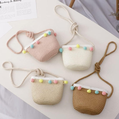 Little Girls Sun Straw Hat and Bag Set