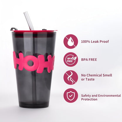 Creative Glass Straw Cup – 450ml Leakproof Tumbler
