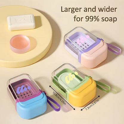 New Cute Travel Soap Case with Drain Tray & Lid